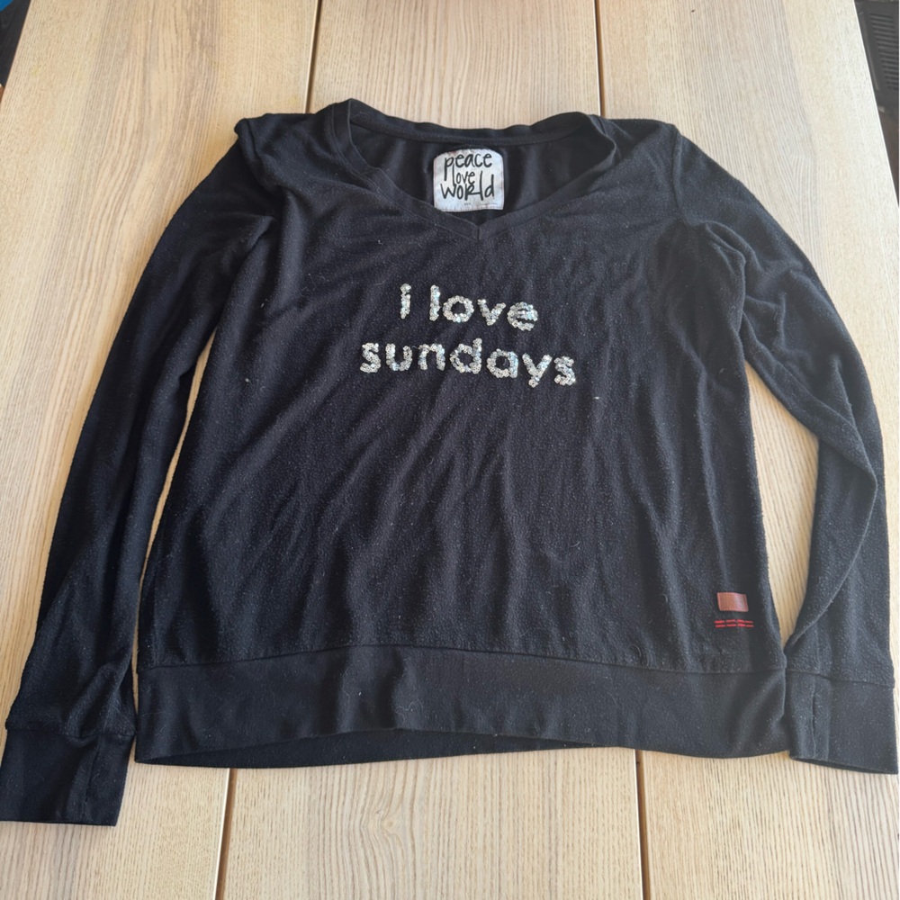 Peace Love World Black Sweatshirt